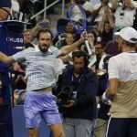 Enraged Medvedev upset in chaotic US Open match