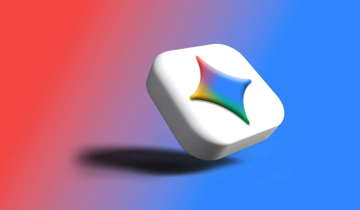 White cube with colorful star logo on gradient background