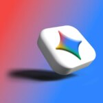 White cube with colorful star logo on gradient background